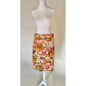 JCrew pink watercolor floral pattern pencil skirt women’s size 4